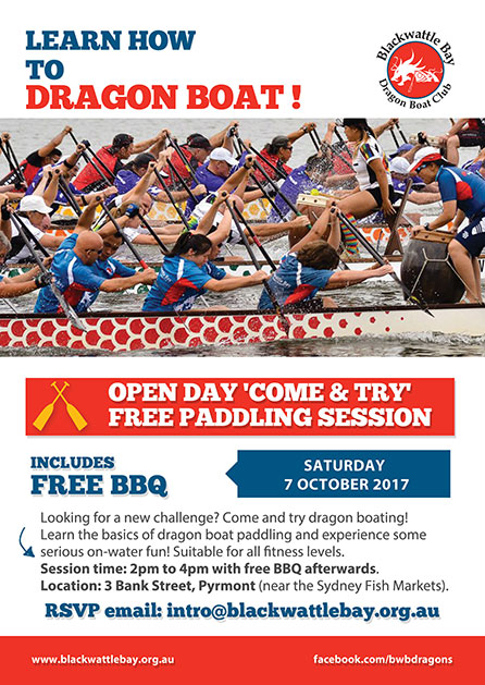 Blackwattle Bay Dragon Boat Club Open Day October 7 2017